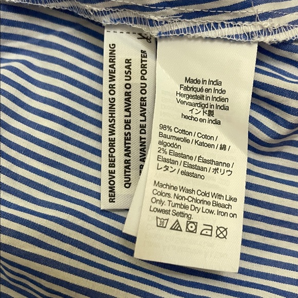 J.Crew Mini Dress Blue White Striped Collar Draw String Waist Size 10 - Picture 9 of 9